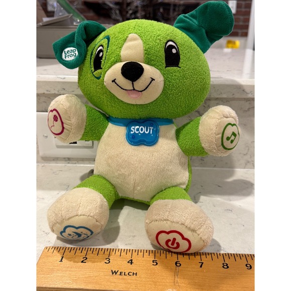LeapFrog My Pal Scout Talking Plush Dog Green Blue Collar Educational Toy - Picture 4 of 15